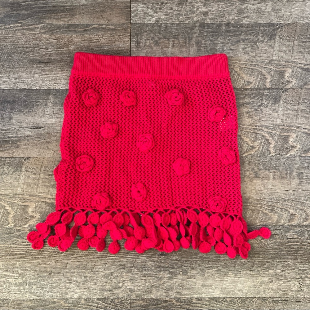 Lovers + Friends Domatilla Red Crochet mini Skirt